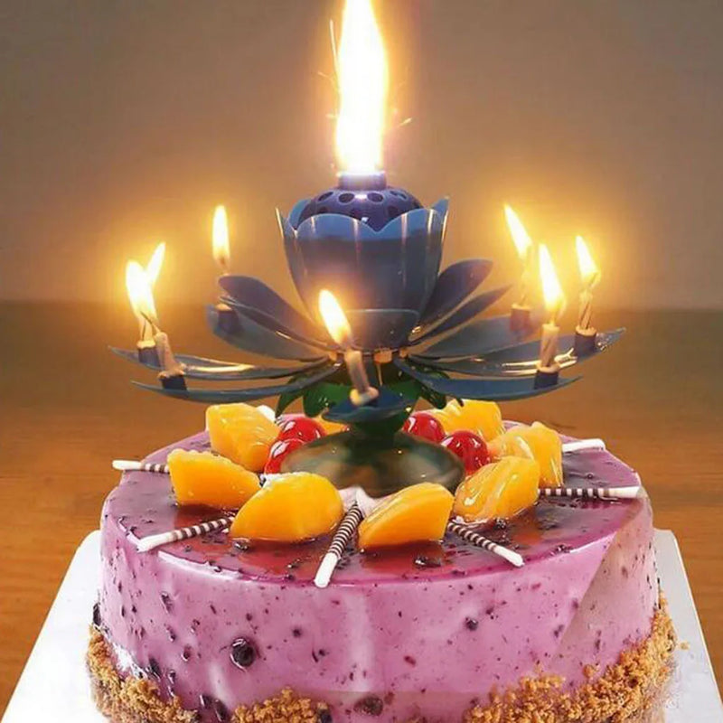 Romantic Musical Candle Lotus Flower Candle Happy Birthday Art Candle Lights For Diy Cake Decoration Kids Gift Wedding Party